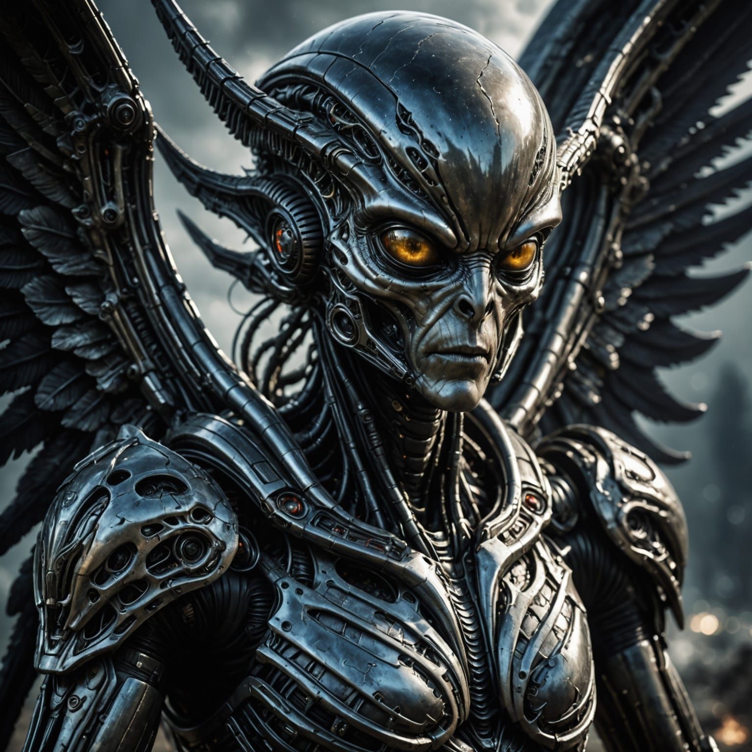 Surreal Alien Angel in Hyperrealistic HDR