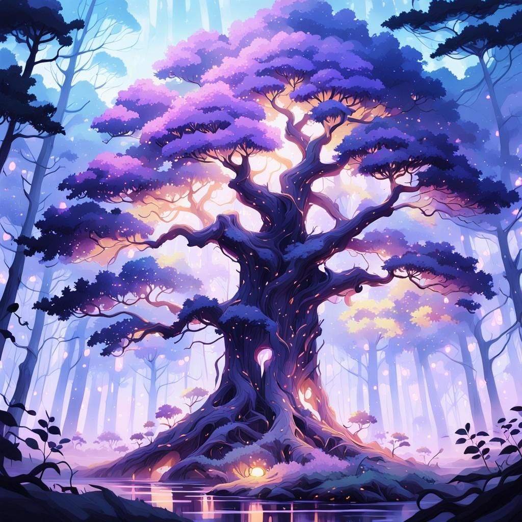 Ethereal Tree of Life in Anime Style
