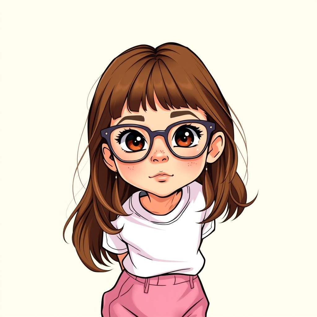 Girl with Freckles in Comic Book Style