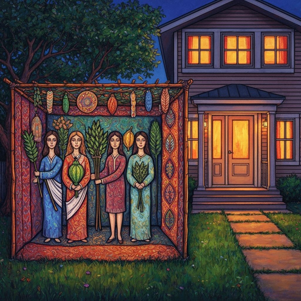 Sukkot Sukkah Celebration with Four Species and Joyful Home