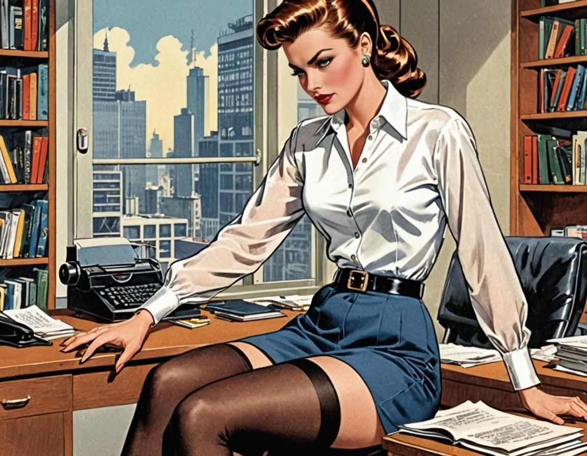 Vintage French Lady in Comic Book Style