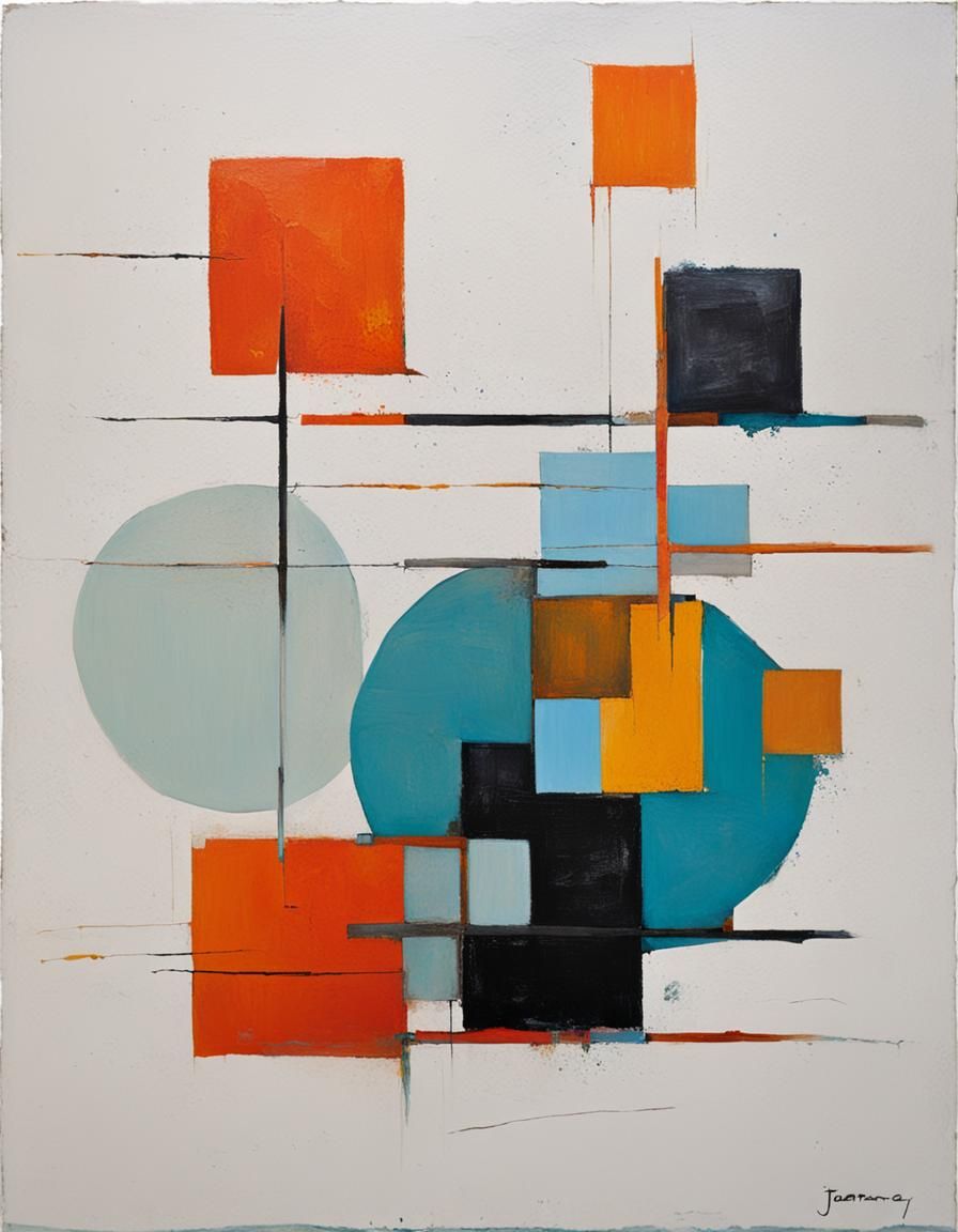 Minimalist Geometric Shapes in Oil Painting Style