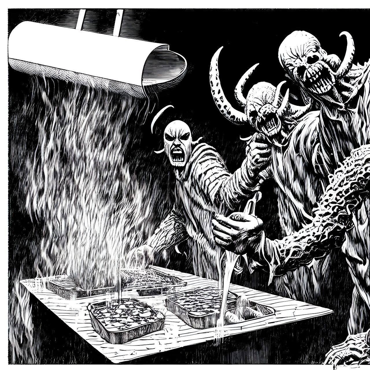The Devil's Waffle Breakfast: A Dark Manga Illustration