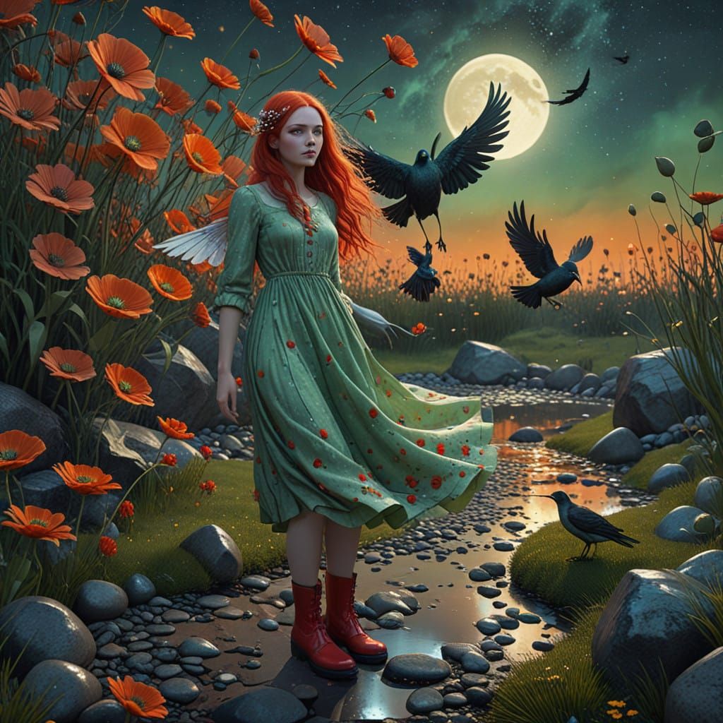 Whimsical Fantasy Portrait in Folksy Whimsy Style