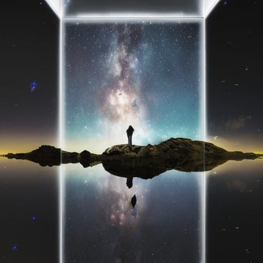 Epic Milky Way Reflection in Glass Box