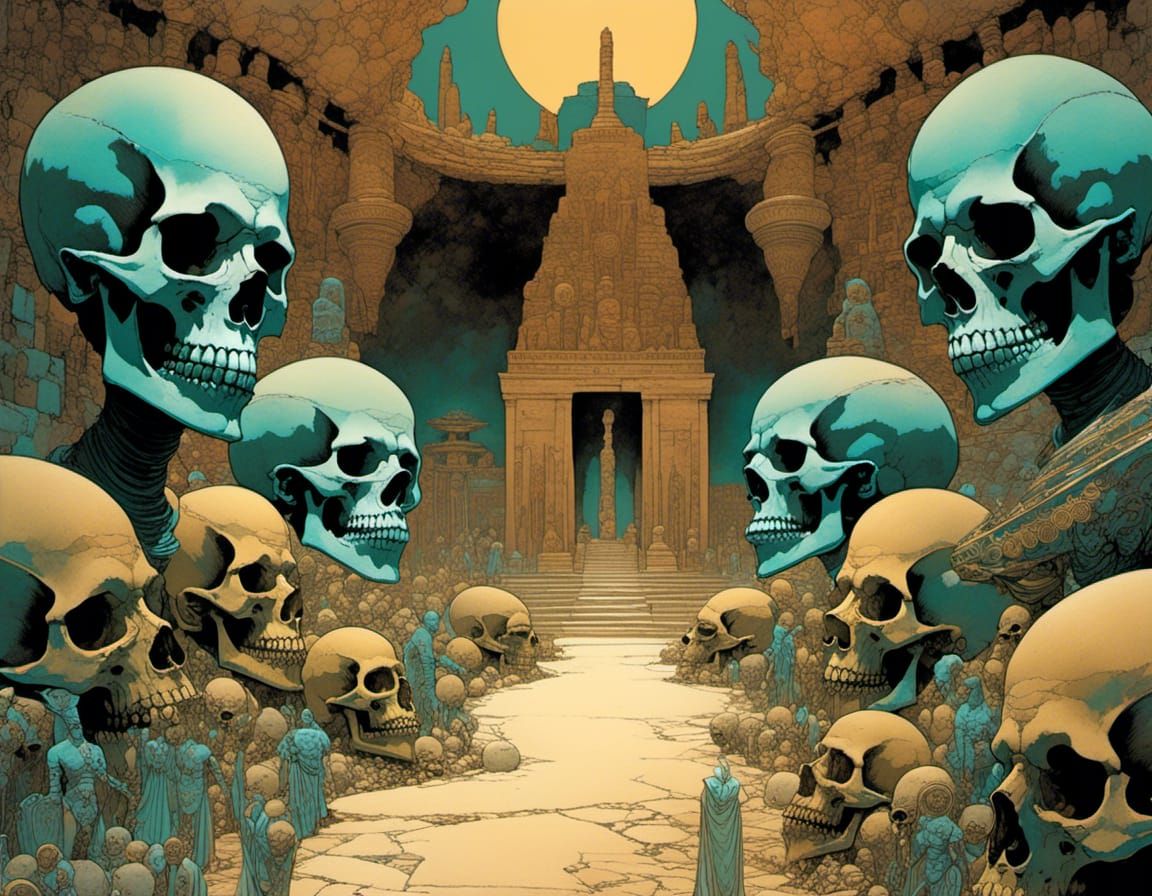 Mystical Egyptian Catacombs: A Nightmare in Sepia