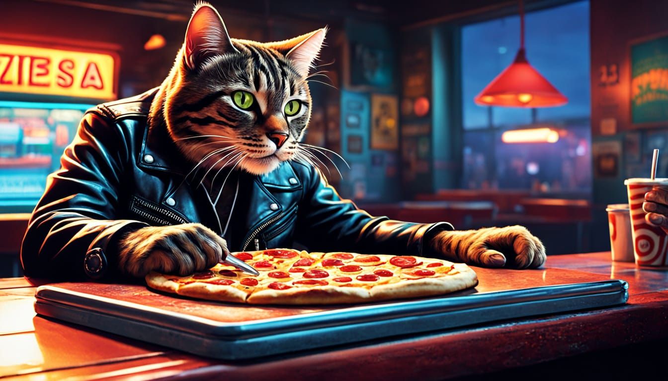 Tabby Cat's Retro Diner: A Comic Book Scene