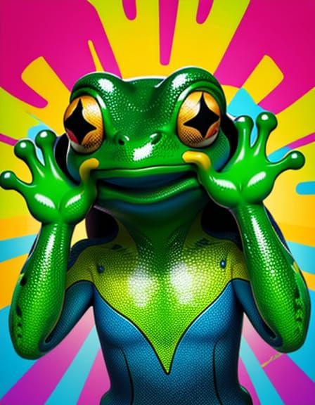 Surprised Frog in Pop Art Cartoon Style