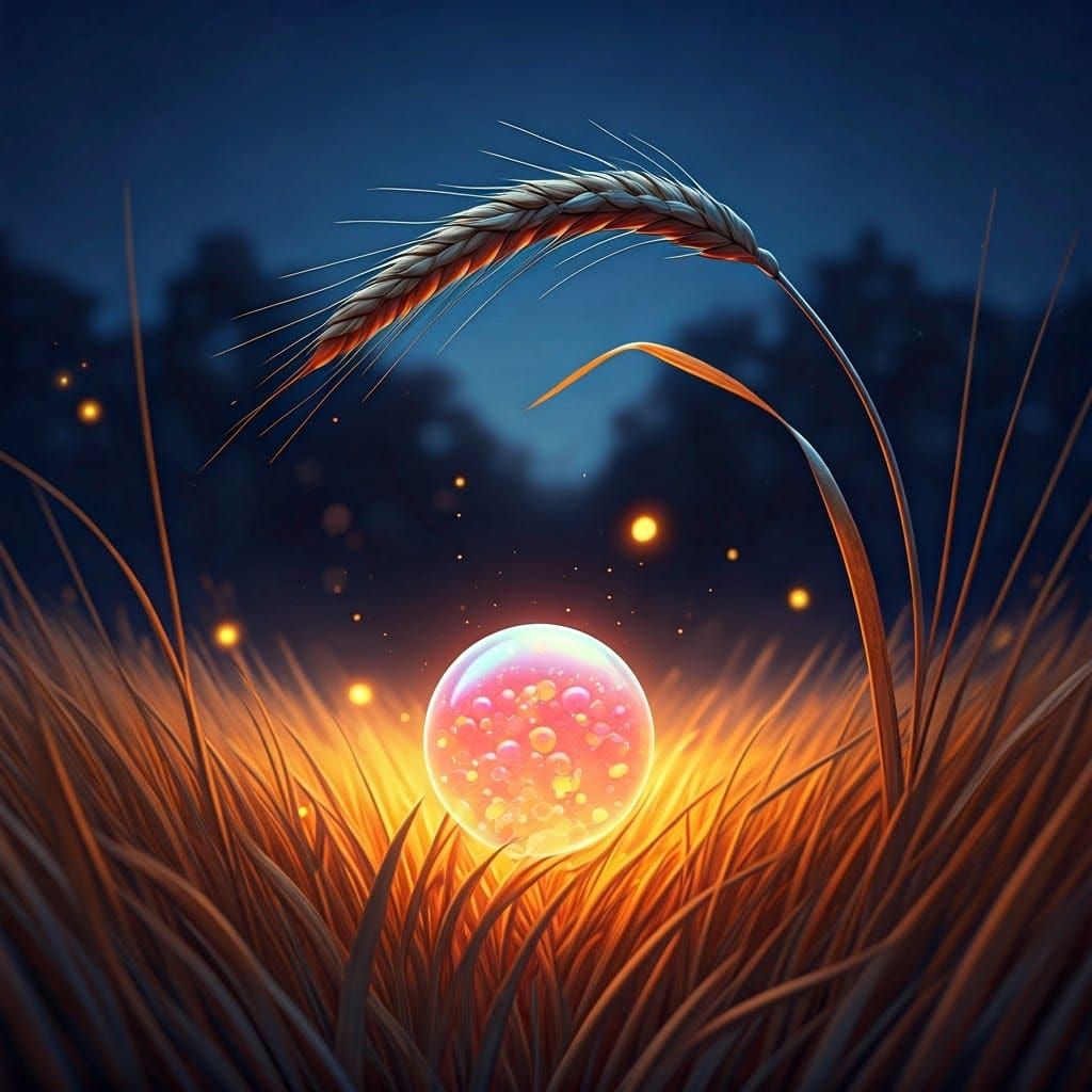 Whimsical Rural Scene Under Soft Moonlight