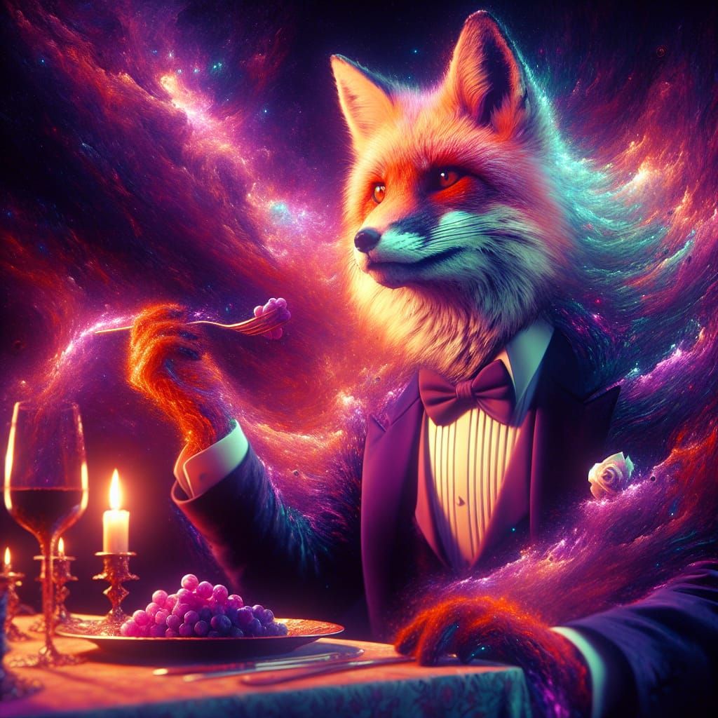 Fox in Tuxedo at Dinner Party: Fantasy Concept Art
