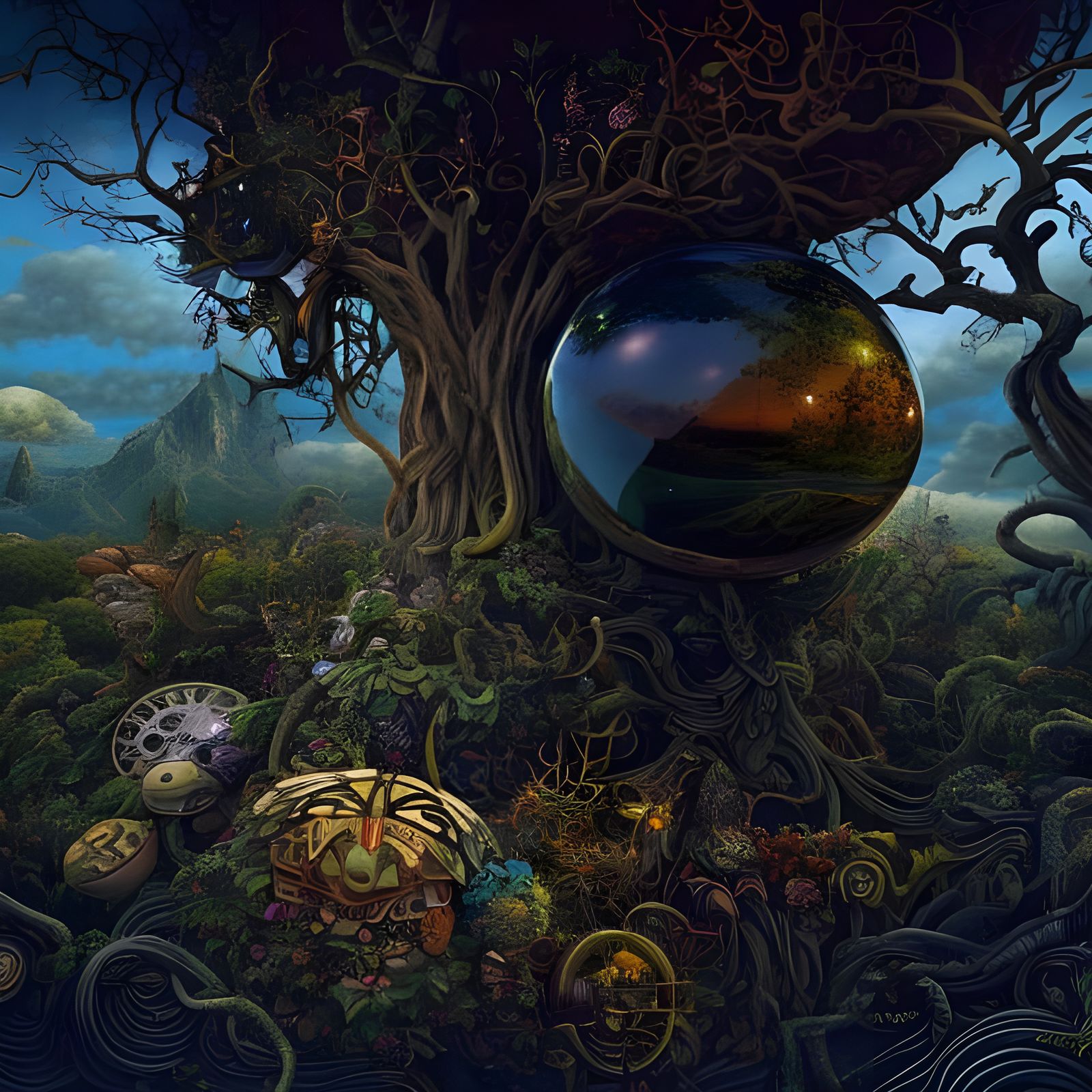 Surreal Alien Landscape with Shimmering Light