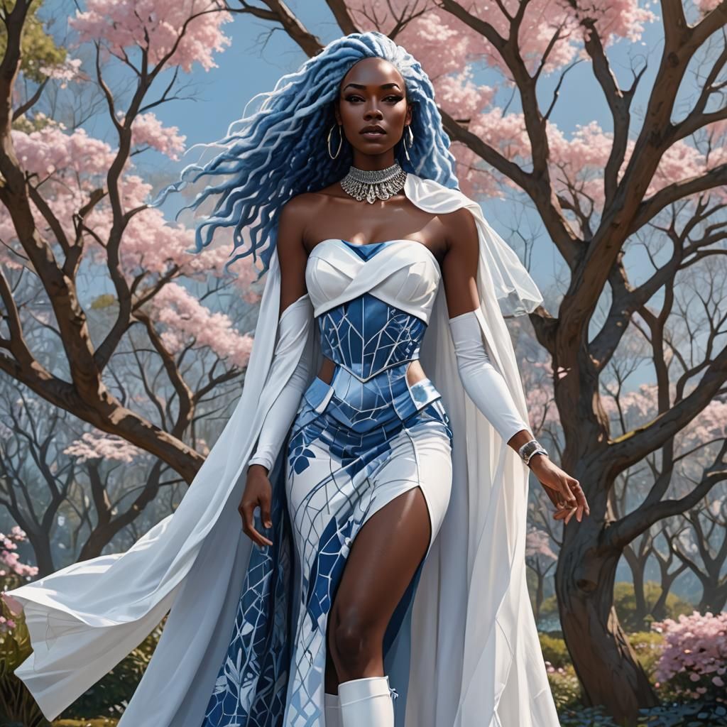 Striking Portrait of Woman with Blue Hair