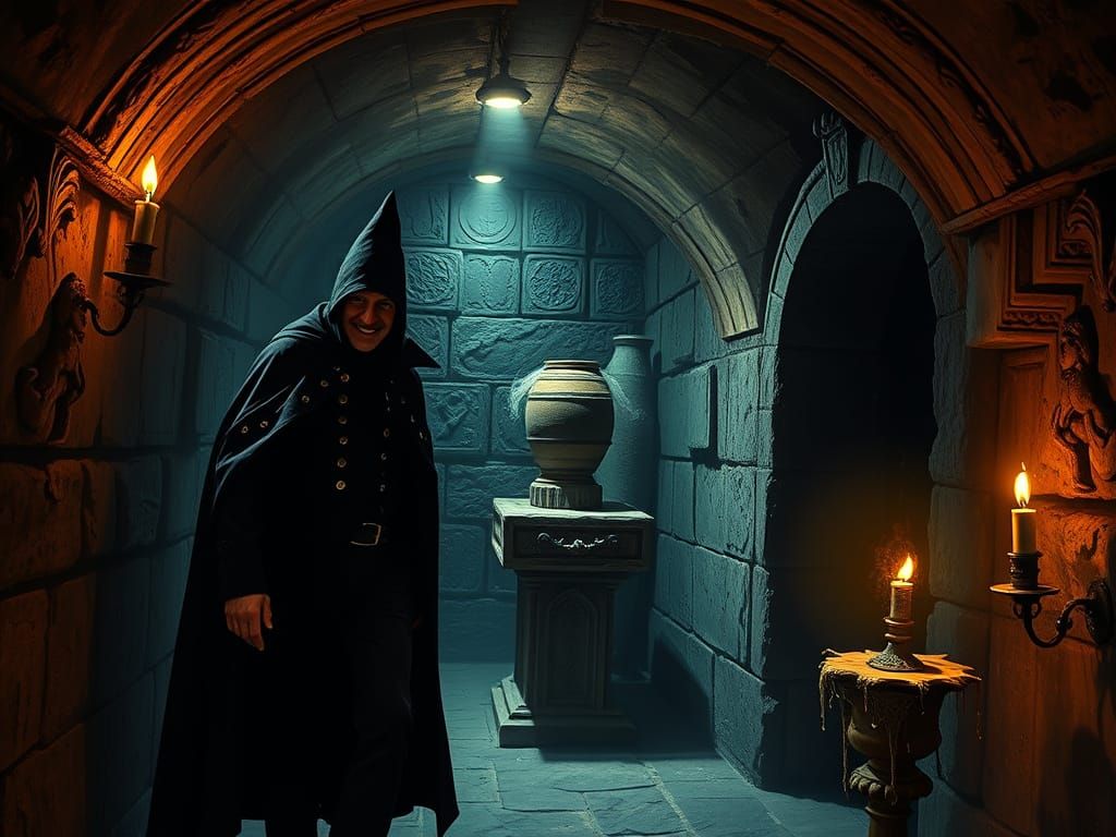 Gothic Scene of Descent into Darkness