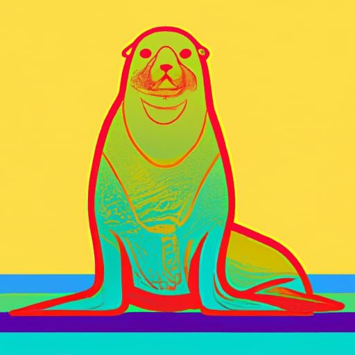 Sea Lion in Geometric Pop Art Style
