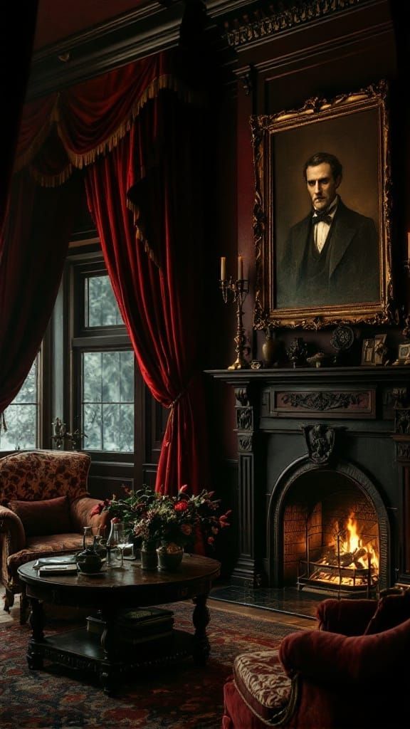 Victorian Sitting Room with Portrait in Tonalist Style