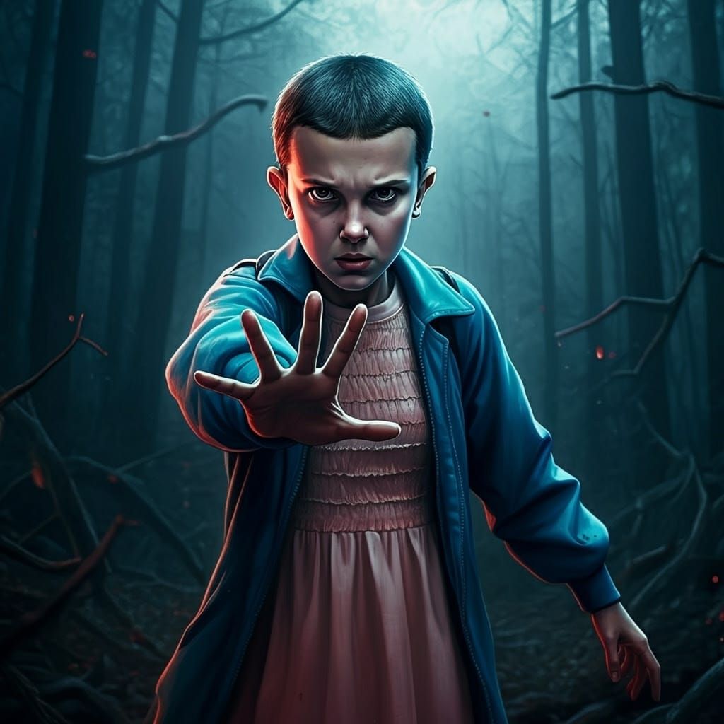 Eleven Confronts Demogorgon in Upside Down