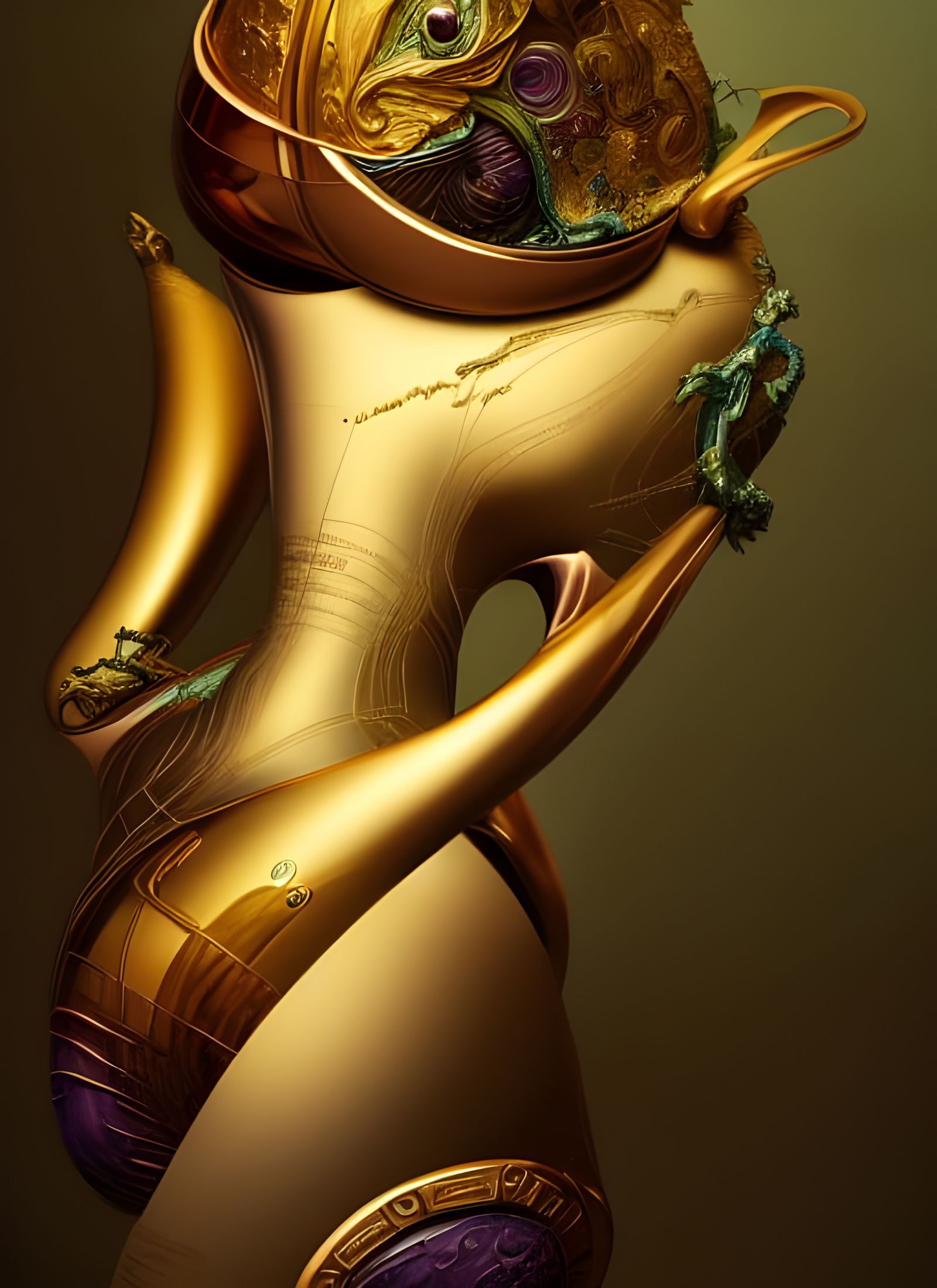 Ethereal Metallic Sculpture in Dreamy Light