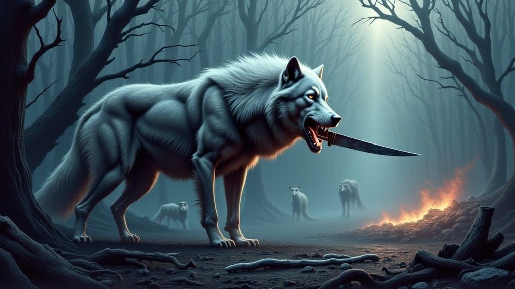 Wolf Dominates Ravaged World in Dark Fantasy Concept Art