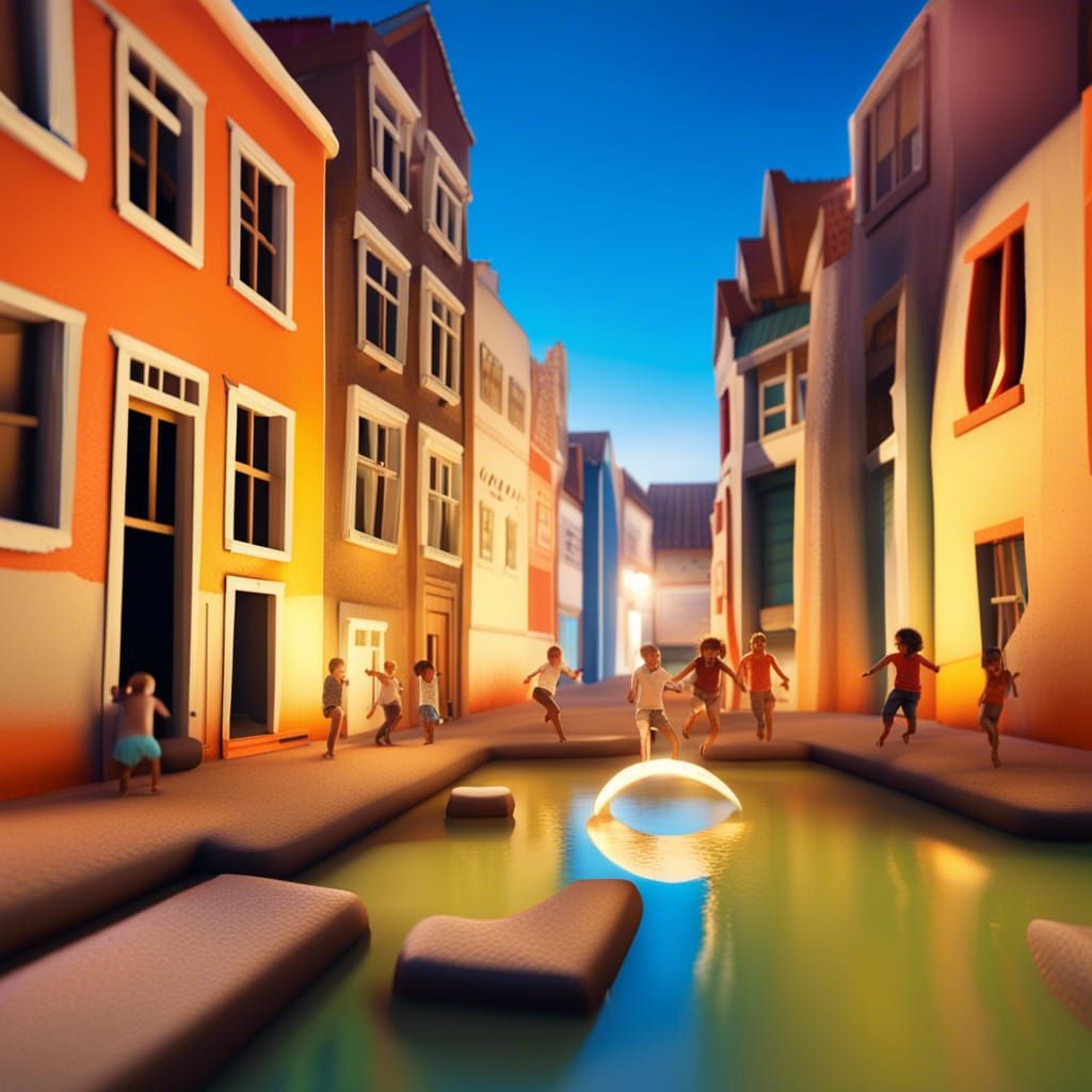 Joyful Children Playing with Sand: Cinematic Masterpiece