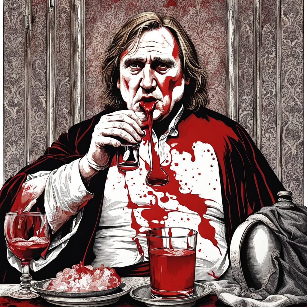 Infernal Portrait: A Demon Drinking Blood