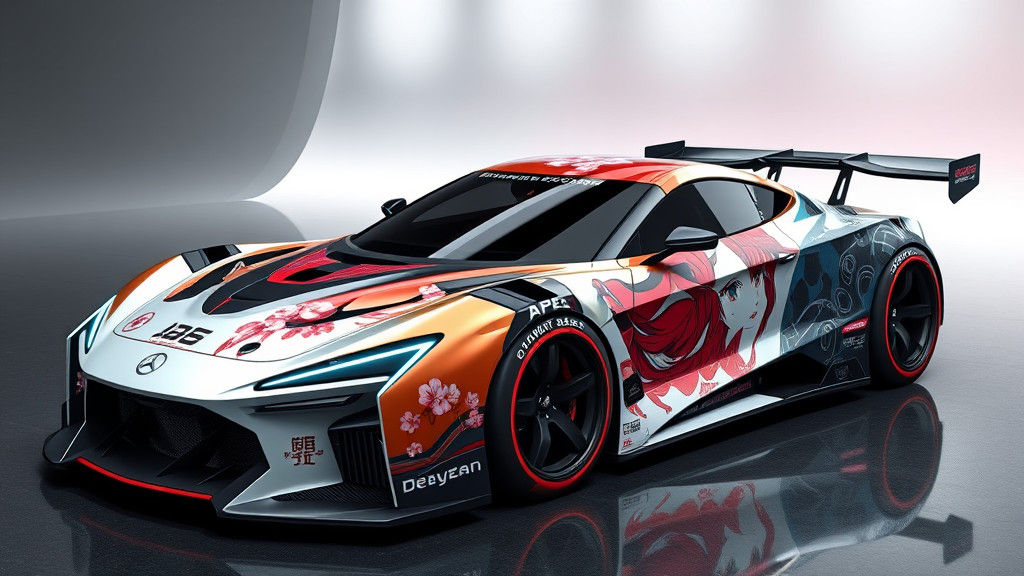 Futuristic Drift Car with Anime-Inspired Design