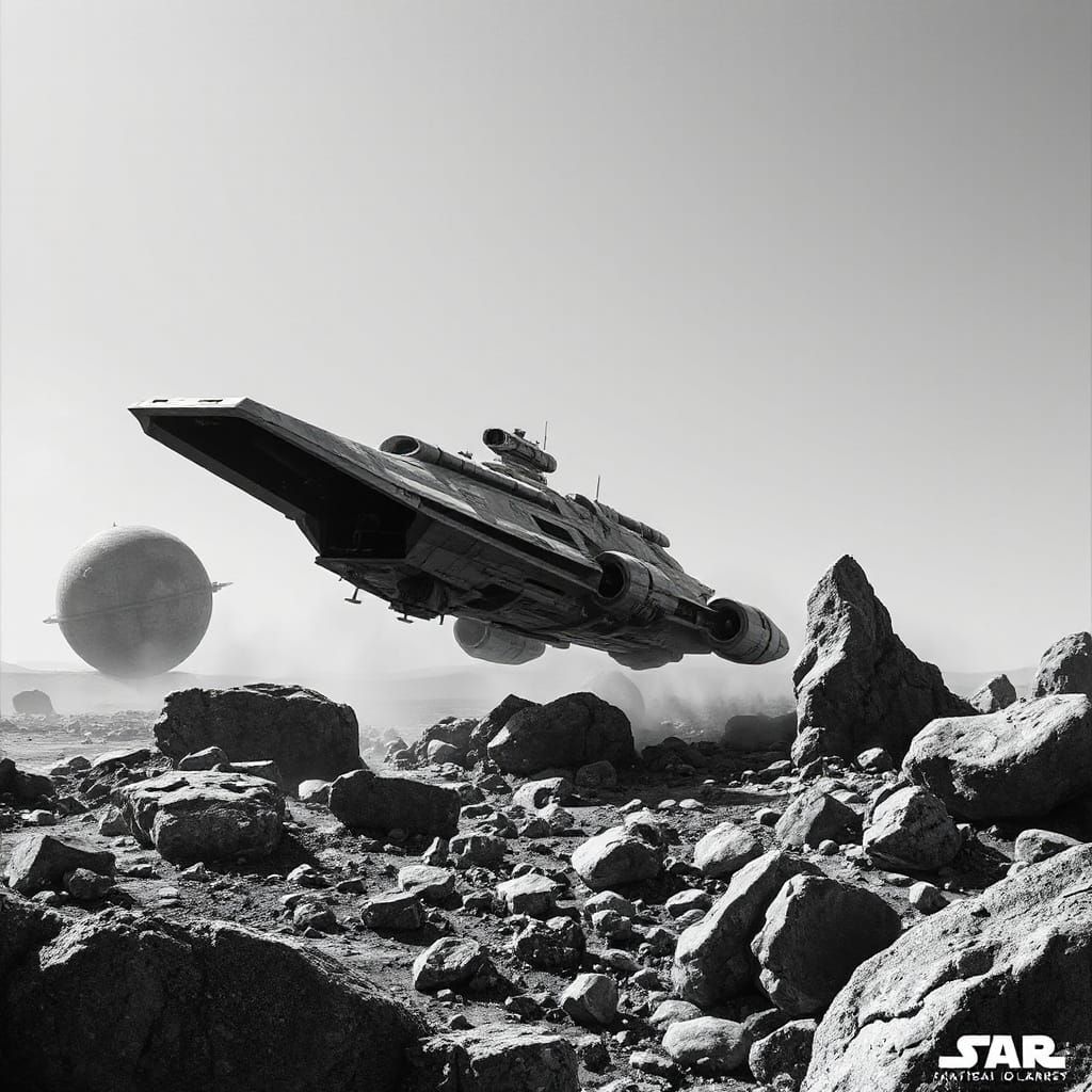 Starship in an asteroid field