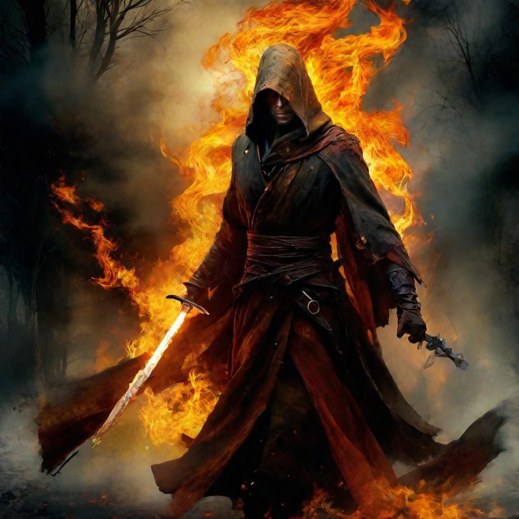 Fiery Elemental Rogue Portrait in Fantasy Style