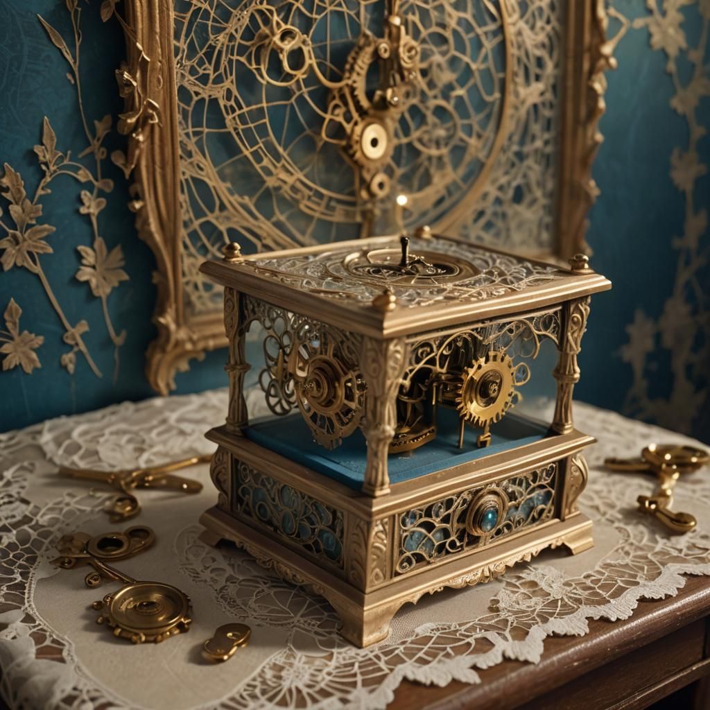 Intricate Music Box in Cobwebs: Matte Painting