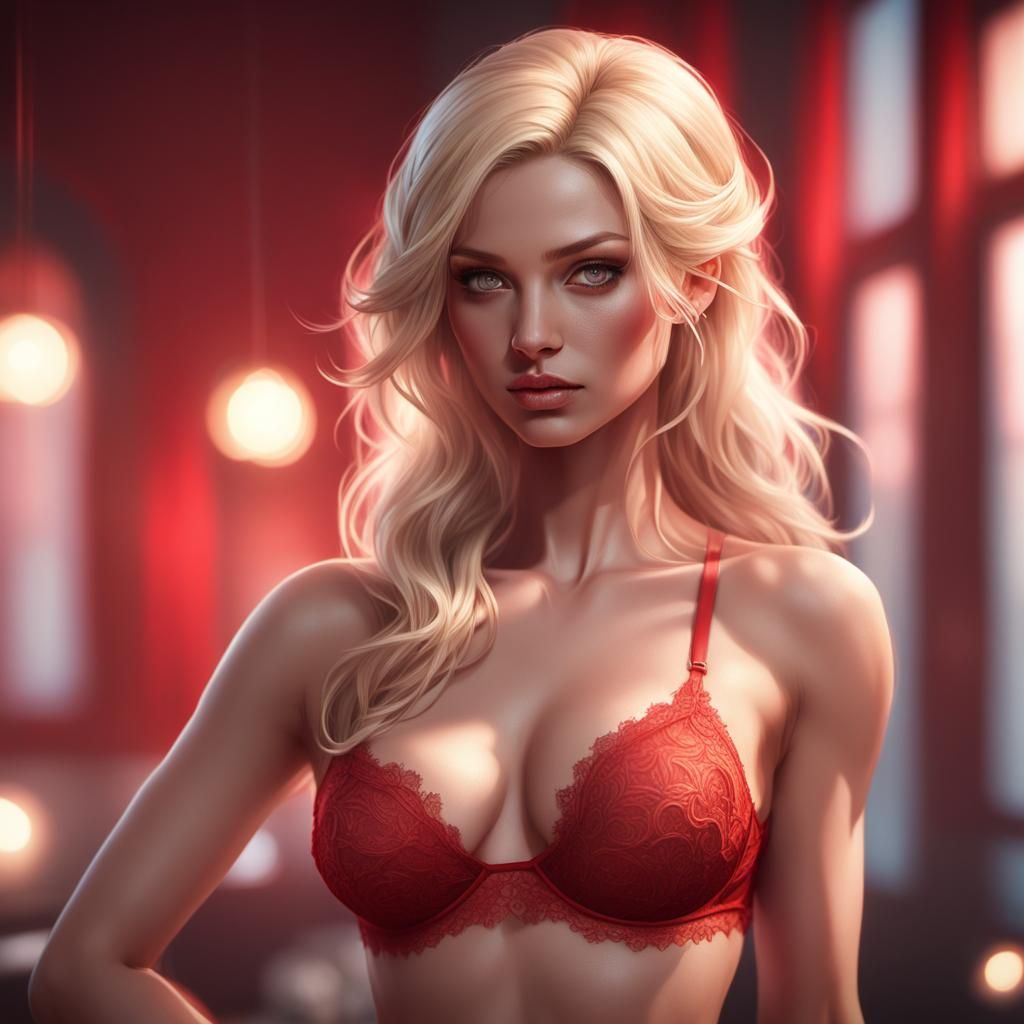 Glamour Portrait in Soft Red Tone