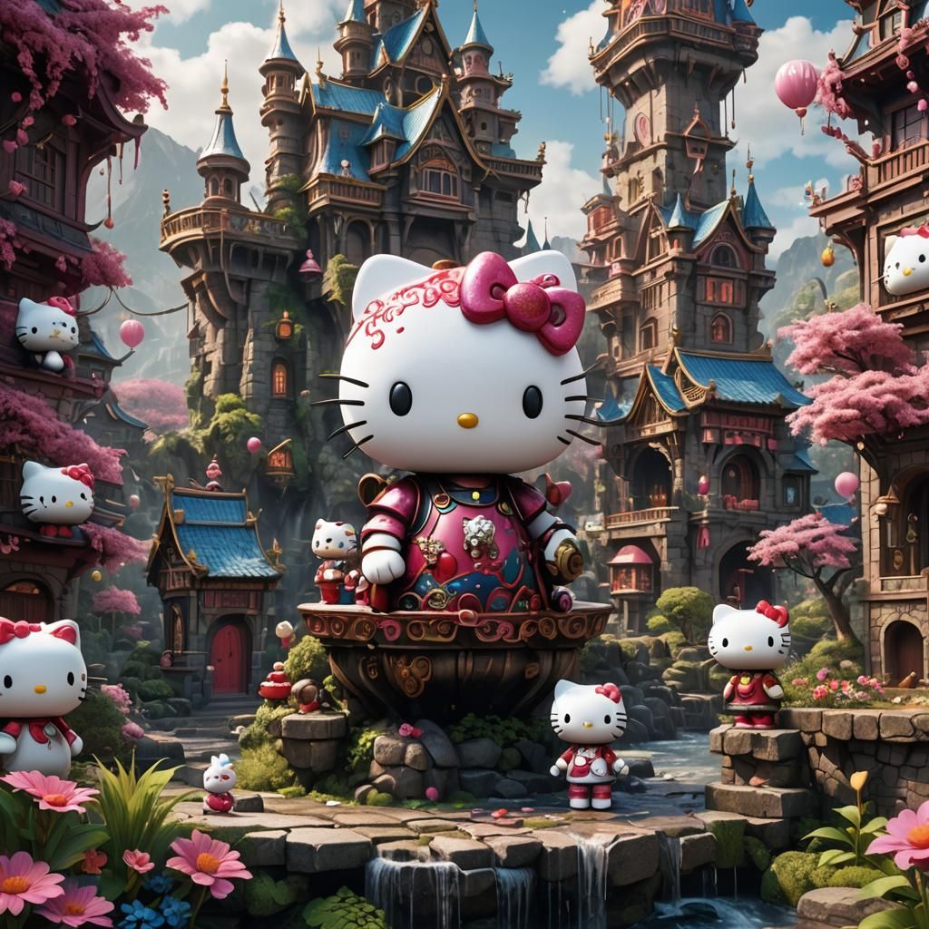 Fantastical Hello Kitty Matte Painting in Deep Color