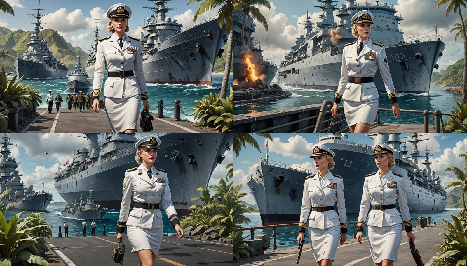 WWII Naval Officer Portrait in Detailed Matte Painting Style