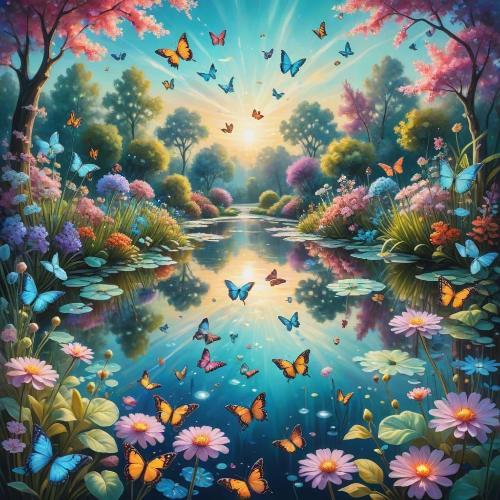 Bioluminescent Crystal Garden: Surreal Oil Painting