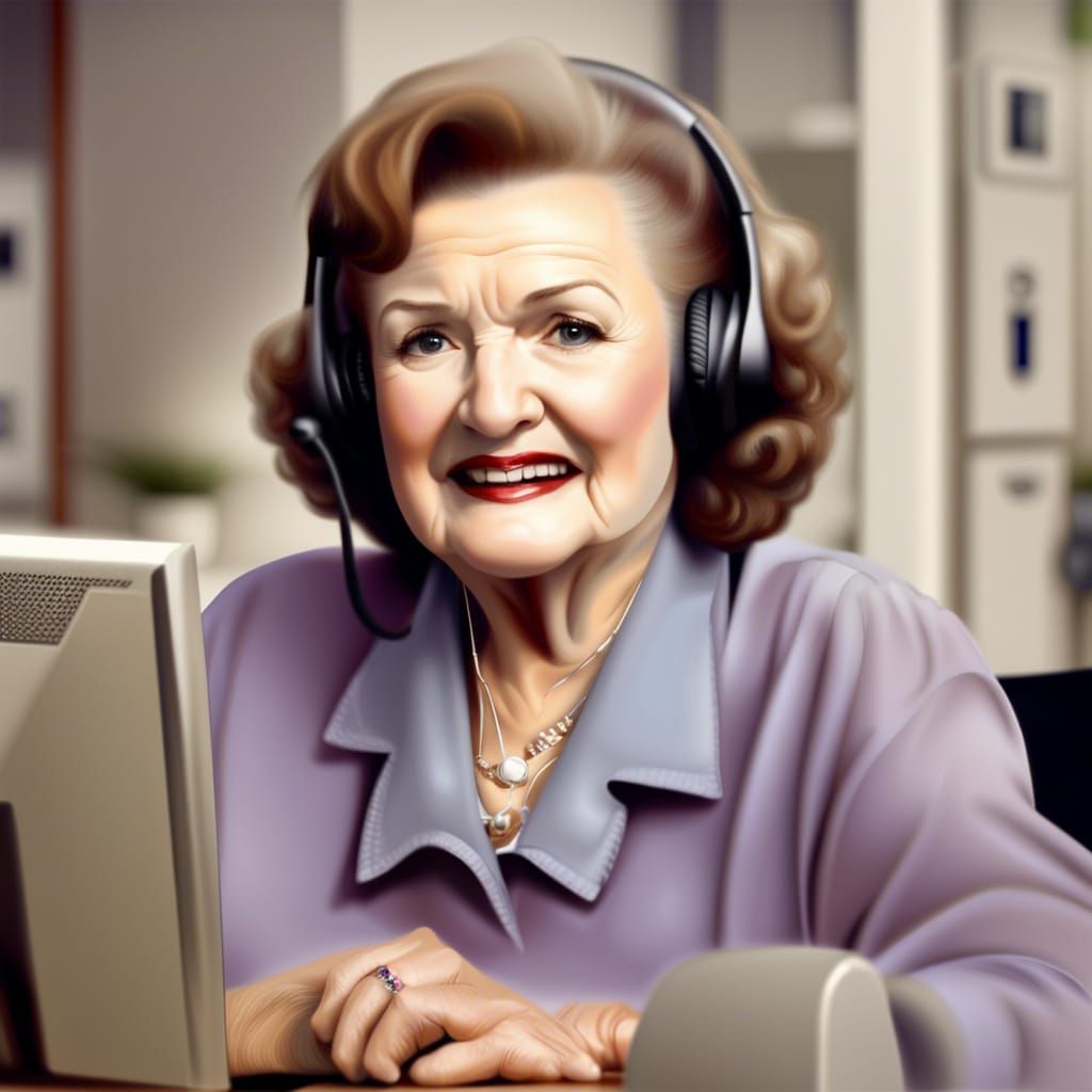 Hyper-Realistic Photograph of Betty White at Work