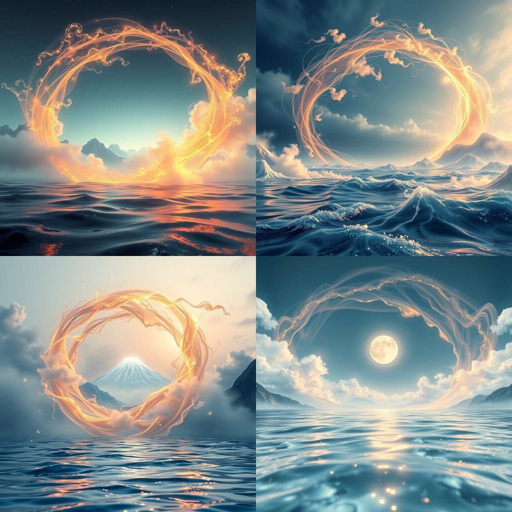 Flowing Torus Energy Over Crystal Water with Japanese Elemen...