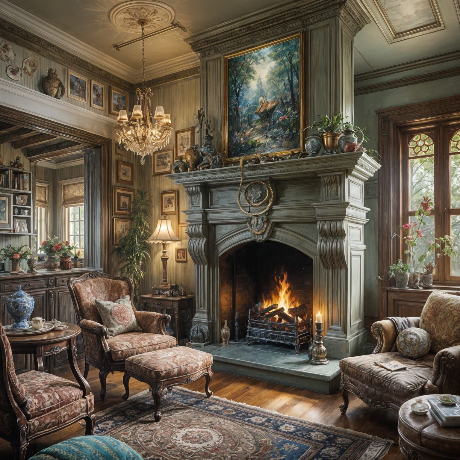 Enchanted Forest Scene in Haeckel Style