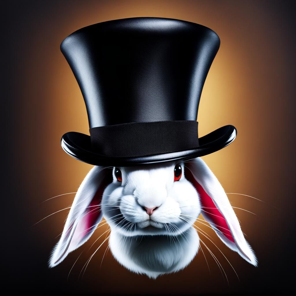 Rabbit in Top Hat Magic Trick Photograph