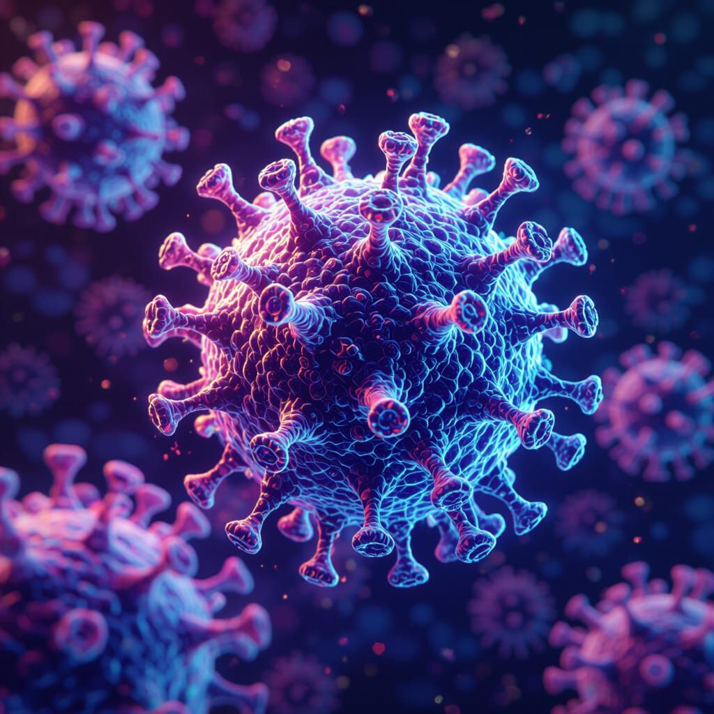 Bioluminescent Influenza Virus 3D Render