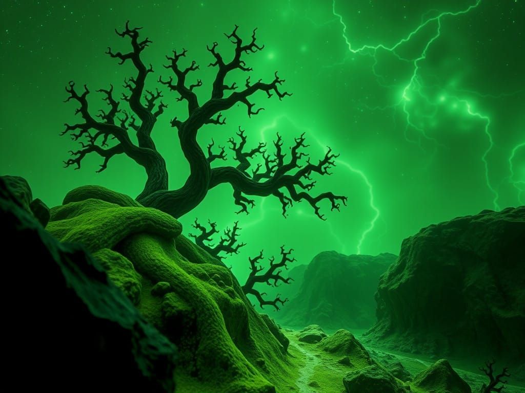 Ethereal Cyberpunk Scene in Obsidian and Thermal Hues