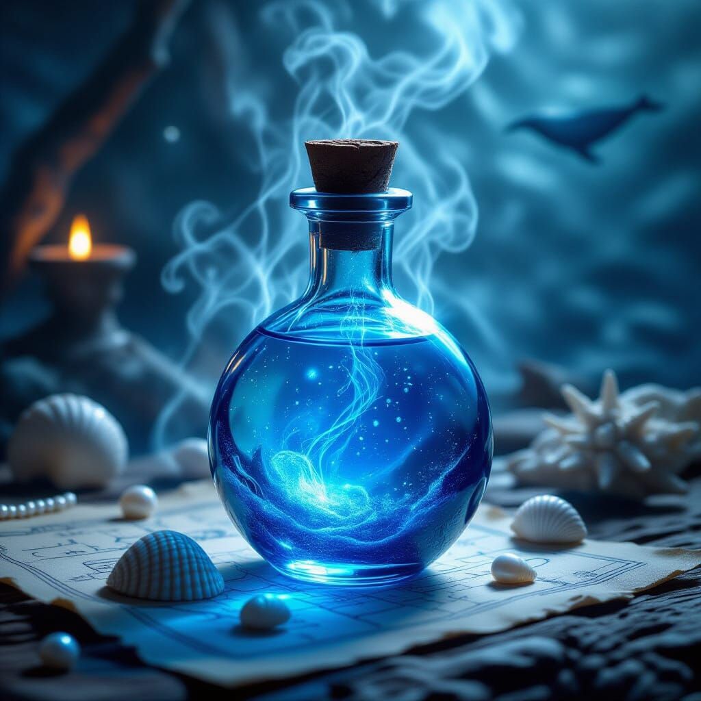 Oceanic Magic Potion in Crystal Vial