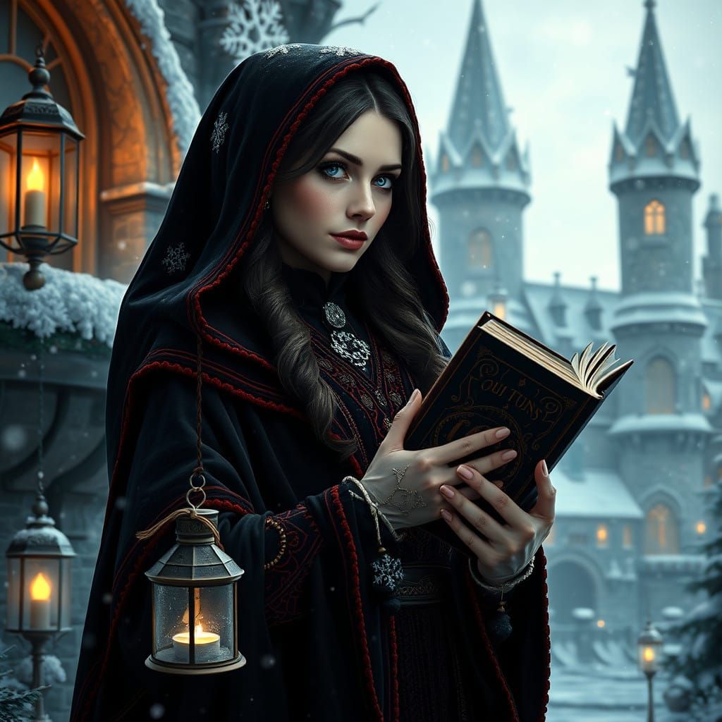 Dark Magic Professor in Elegant Christmas Hogwarts Attire