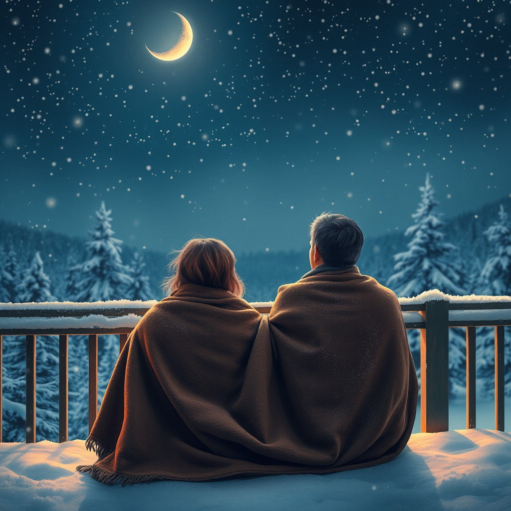 Cozy Winter Balcony Scene in Impressionist Style