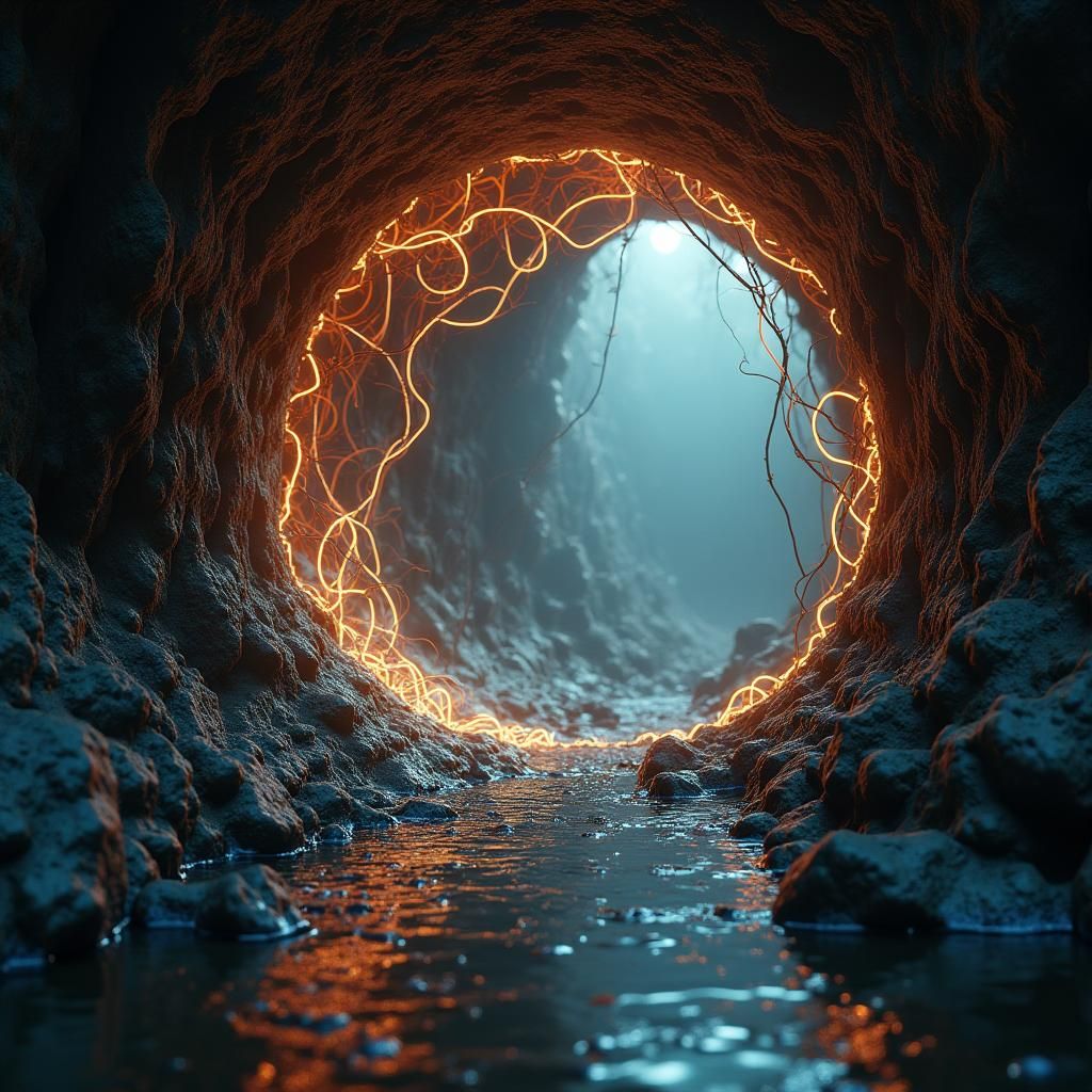 Psychedelic Waveform Visualizer in Mystical Cave