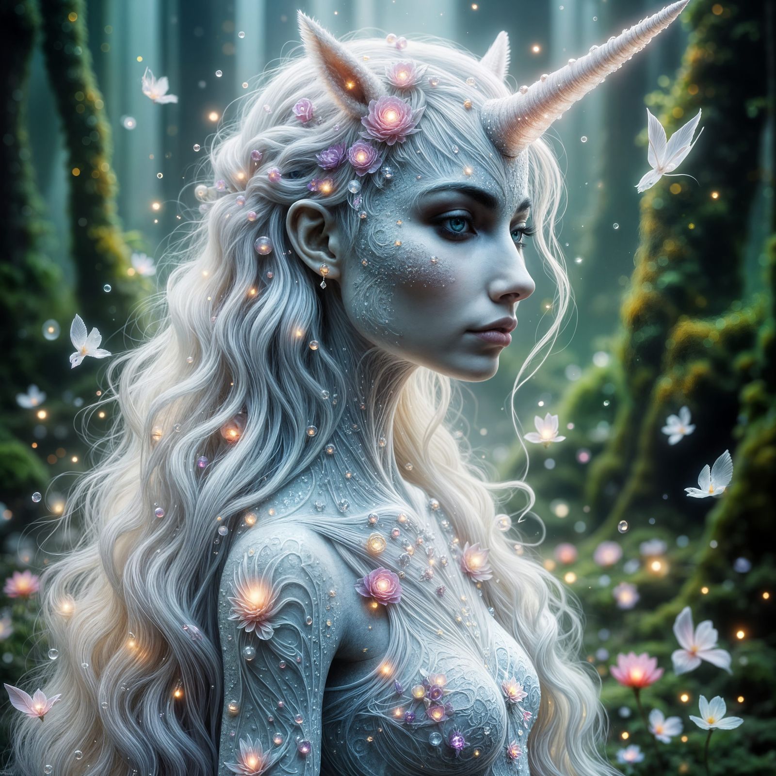 Unicorn Woman in Ethereal Fantasy Art Style