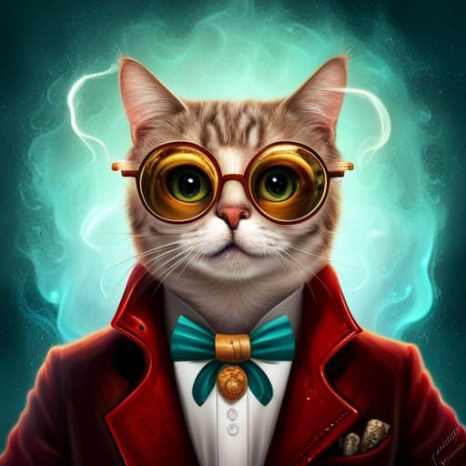 Brilliant Cat in Fancy Clothes: Detailed Matte Painting
