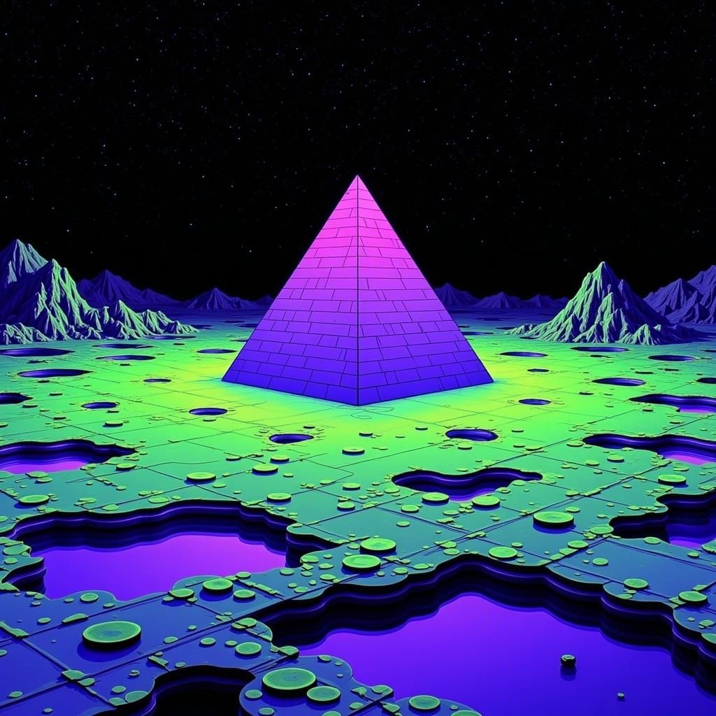 Majestic Frozen Pyramid Soars Amidst Desert Landscape