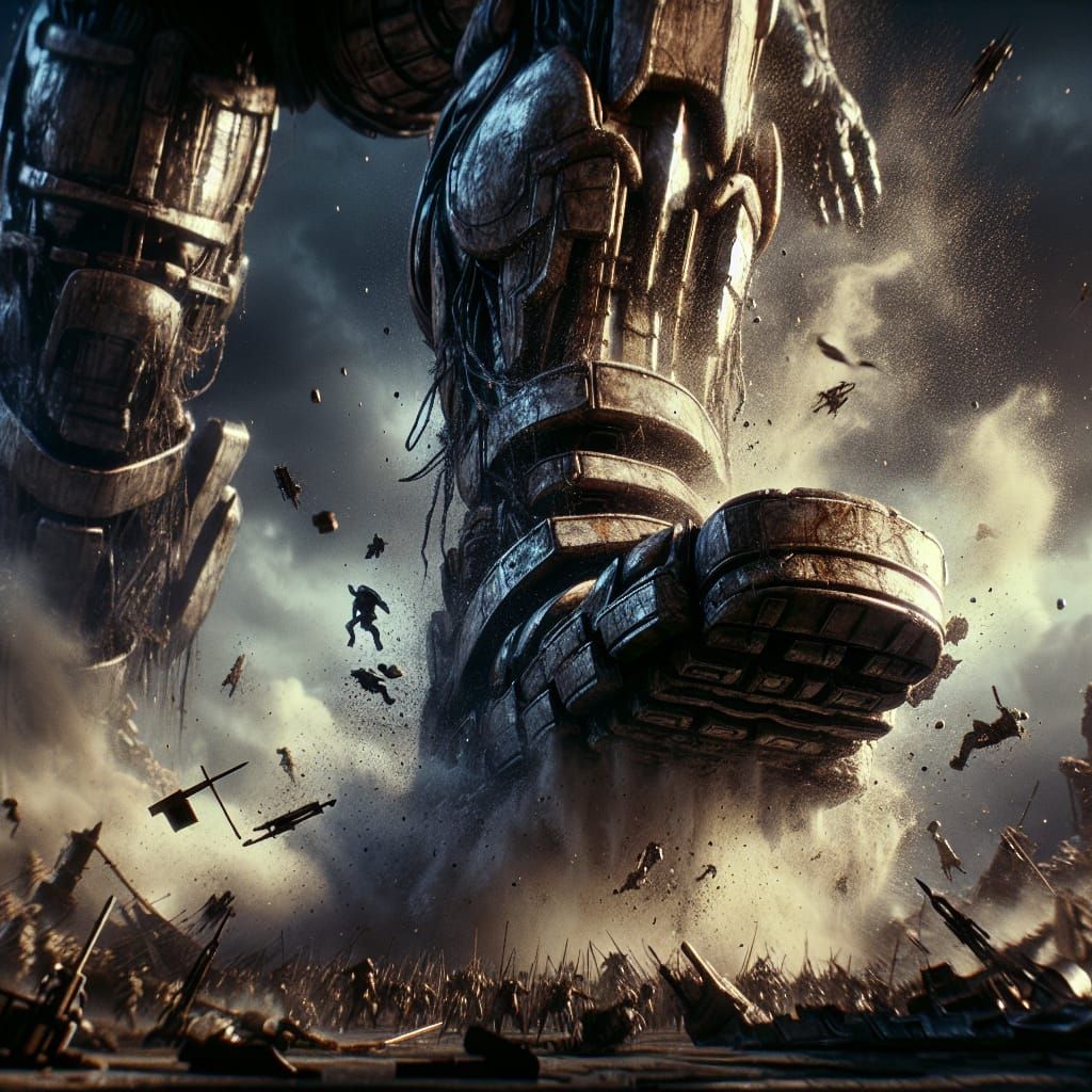 Gigantic Titan's Foot Stomps Ancient Battlefield in Surreal...