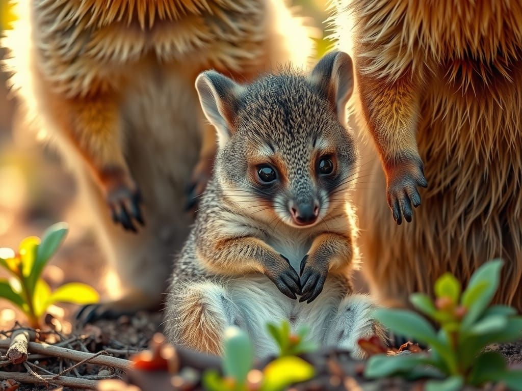 Quokka Family in Australian Bushland, Captured in Ultra-High...