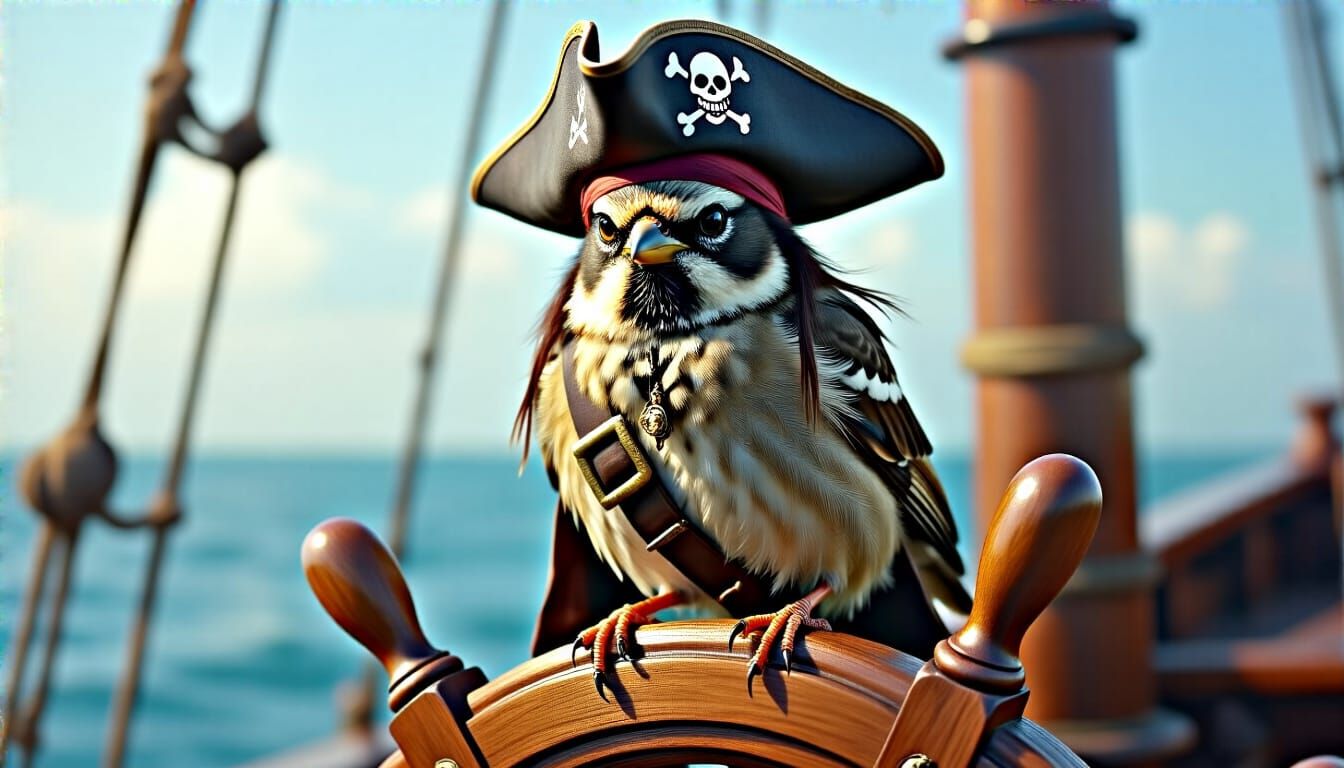 Sparrow Pirate Captain in Full Regalia