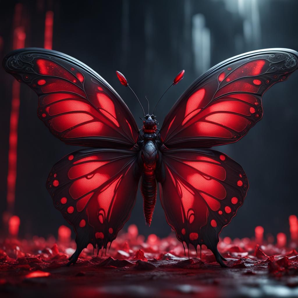 Red Light Butterfly: Detailed Matte Painting