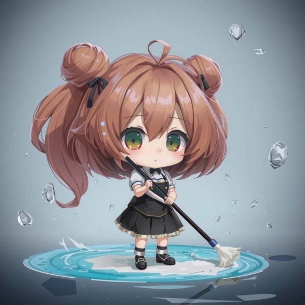 Chibi Character Mopping